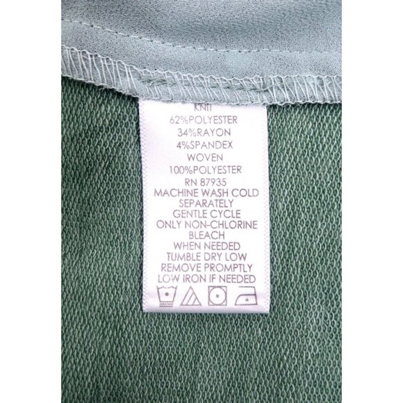 LOGO by Lori Goldstein Open Front Cardigan Swiss Dot Trim Green SZ L - Picture 6 of 6